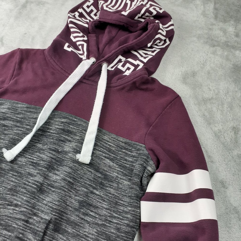 Reflex Dark Heather Gray and Burgundy Love Hoodie - Picture 3 of 5